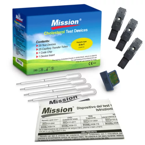 MISSION lipid panel teszt 3 az 1-ben (teszt + kapilláris cső) 25db/doboz
