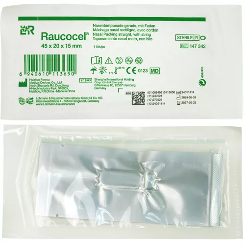 RAUCOCEL egyenes orr tampon csomag steril 45 mm, Nem szellőztetett