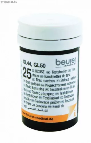 Vércukormérő tesztcsík Beurer  GL 44 / GL 50 / GL 50 evo-hoz (2x25)