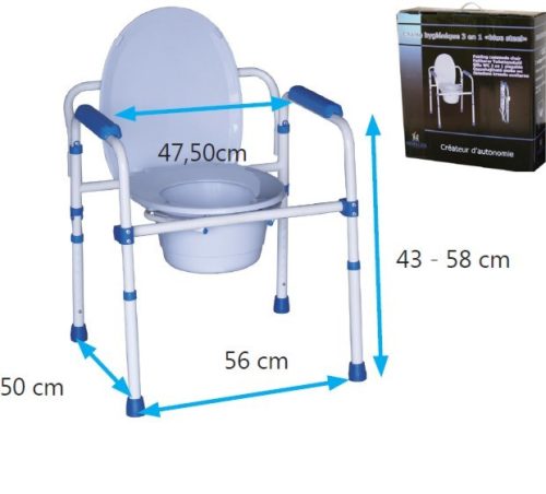 3 funkciós, állítható magasságú, összecsukható szoba WC