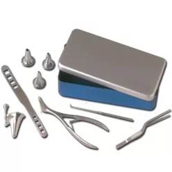 Fülészeti szett 6 db-os aluminium dobozban