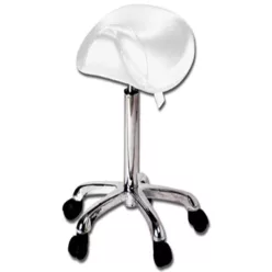 Laborszék görgős króm ERGONOMIC gázrugós fehér