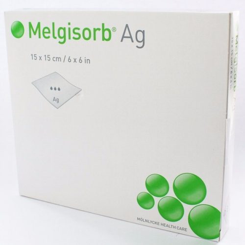 Melgisorb AG 15x15 cm ezüst-aligát kötszer 10 db