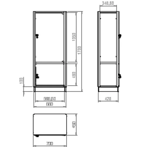 Műszer szekrény 45x70x170 cm