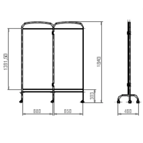 Paraván 2 részes GÖRGŐS króm