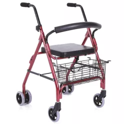 Rollátor ATOS - összecsukható alumínium PIROS