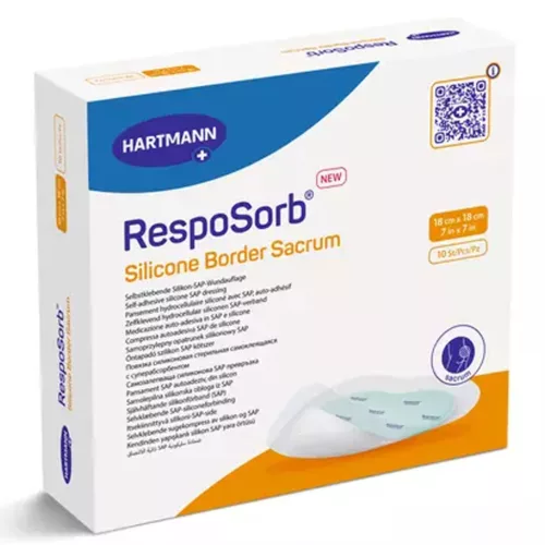 RESPOSORB SILICONE BORDER SACRUM 18 X 18 CM szuperabszorbens hidrocelluláris kötszer szilikonrétegge