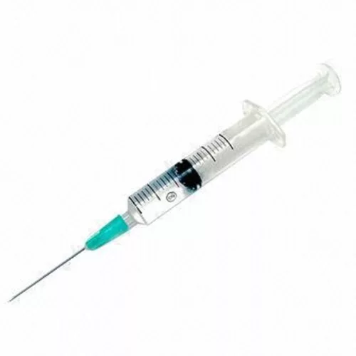 Fecskendő 5 ml (gumidigós)  + 21G 1/2 tű