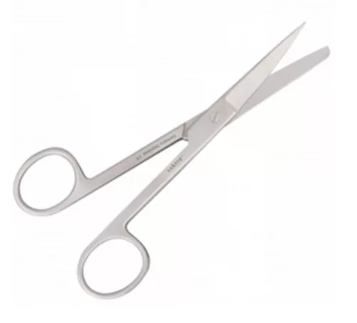 Sebészeti olló tompa/hegyes/egyenes végű, 16 cm hosszú