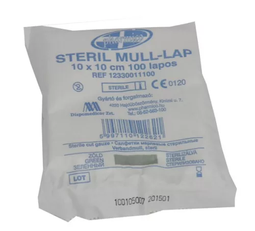 Mull lap 10x10 steril VÁGOTT