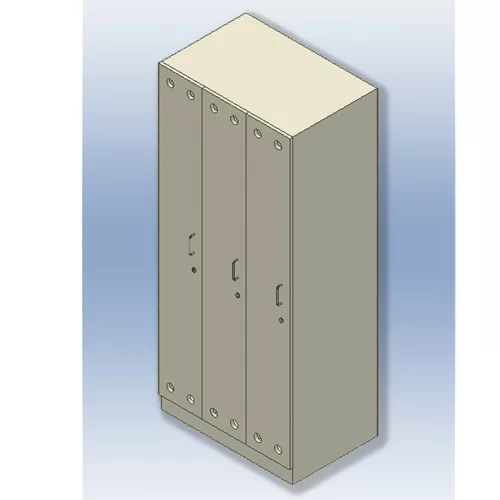 Öltözőszekrény 3 ajtós fa  900x600x1800 mm