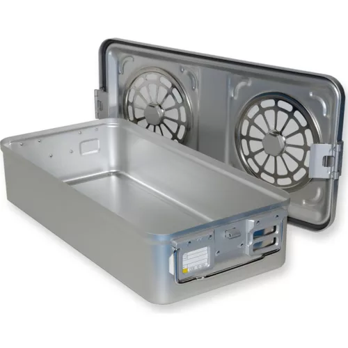 Asepta sterilizáló doboz 58x28x13,5 cm  szürke két szűrővel