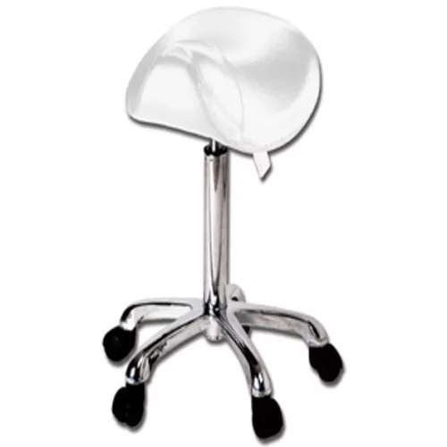 ERGONOMIKUS nyeregszék, görgős króm, gázrugós, fehér