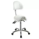ERGONOMIKUS nyeregszék, görgős króm, gázrugós, fehér, gáttámlás