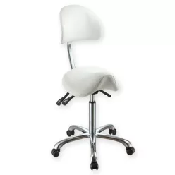   ERGONOMIKUS nyeregszék, görgős króm, gázrugós, fehér, gáttámlás - szín fekete