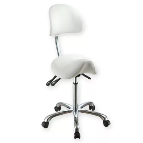ERGONOMIKUS nyeregszék, görgős króm, gázrugós, fehér, gáttámlás - szín kék