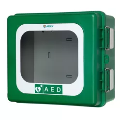   ARKYZÖLD defibrillátor fali kabin  kültéri  riasztóval  FŰTÉSSEL