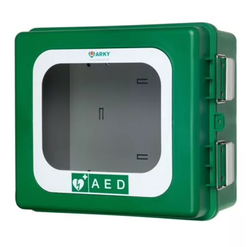 ARKYZÖLD defibrillátor fali kabin  kültéri  riasztóval  FŰTÉSSEL
