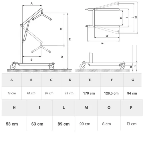 Betegemelő lift hidraulikus TiMOTION 180 kgig