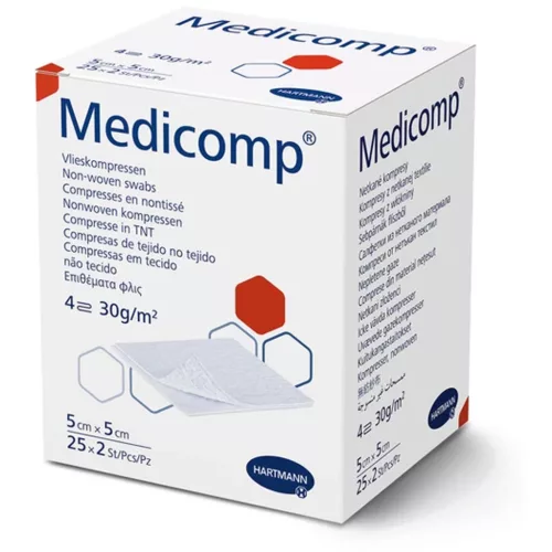 Medicomp flísz sebfedő STERIL, 4 rétegű, 5x5cm 2db/cs