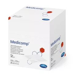   Medicomp flisz STERIL, 4 rétegű sebfedő 7,5x7,5cm 2 db/csomag