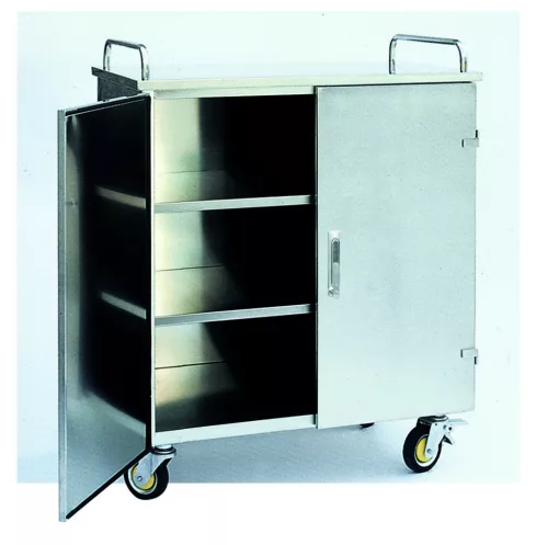 Rozsdamentes steril konténer szállító kocsi - Méret 112x67x132 - 9 modul