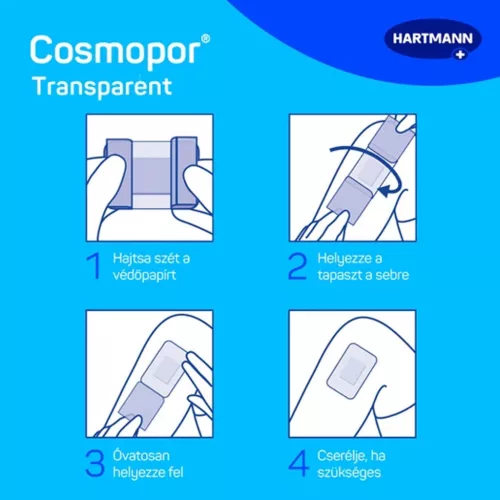 Cosmopor transparent steril filmkötszer sebpárnával 5x7,2cm 5 db/doboz