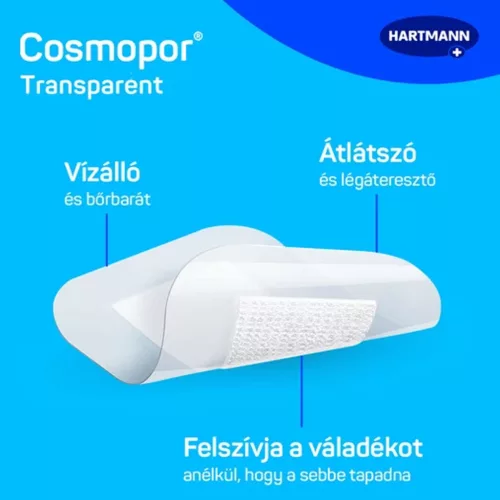 Cosmopor transparent steril filmkötszer sebpárnával 5x7,2cm 5 db/doboz