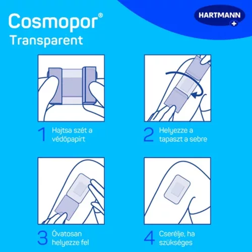 Cosmopor transparent steril filmkötszer sebpárnával 10x25cm  25db/doboz