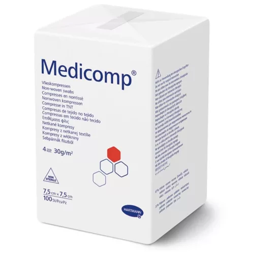 Medicomp flísz sebfedő, 4 rétegű, NEM STERIL, 7,5x7,5cm 100db