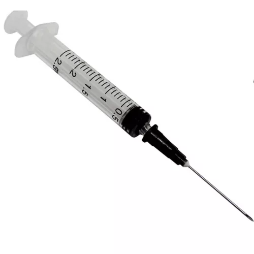 Fecskendő egyszer használatos 2,5 ml + 22 G 1 1/2 gumidugós