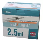 Fecskendő egyszer használatos 2,5 ml + 22 G 1 1/2 gumidugós
