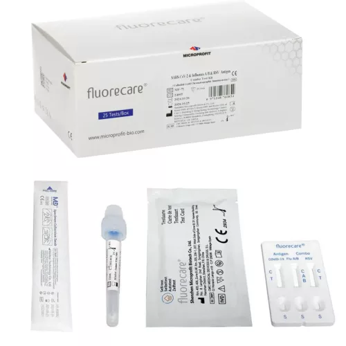 fluorecare® Combo Test (Covid19, influensa A és B, RSV) gyors teszt 25db