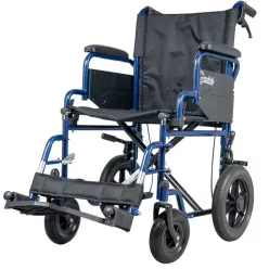   GEMINI BLUE transport kerekesszék, tolókar fékkel 125kgig - Méret 47cm