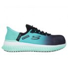 Skechers TILIDO - OMBRAY S1 PL SR ESD fekete/zöld női cipő,  munkacipő 36-41