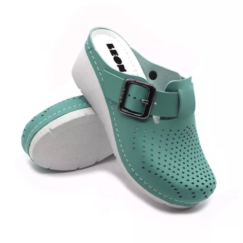 Leon Comfortstep 1100 türkiz bőr női klumpa 36-41