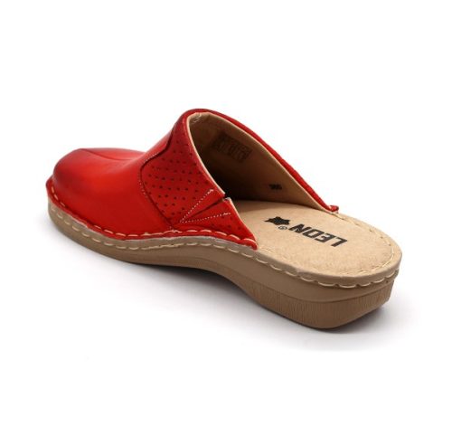 Leon Comfortstep 360 piros női bőr papucs 36
