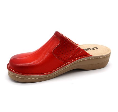 Leon Comfortstep 360 piros női bőr papucs 36