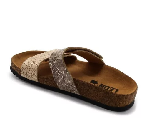 Leon Comfortstep 4000 női arany-kígyó papucs 35-41 -Birkenstockhoz hasonlatos talppal