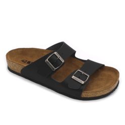   Leon Comfortstep 4010 női fekete bakar papucs 36-42 -Birkenstockhoz hasonlatos talppal