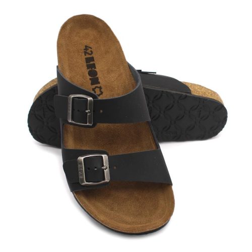 Leon Comfortstep 4010 női fekete bakar papucs 36-42 -Birkenstockhoz hasonlatos talppal