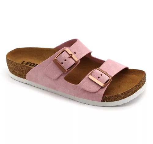 Leon Comfortstep 4010 női rose velúr papucs 35 -Birkenstockhoz hasonlatos talppal