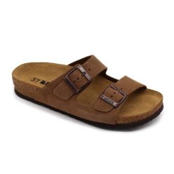   0Ft kiszállítás! Leon Comfortstep 4010 női  barna velúr papucs 36-41 -Birkenstockhoz hasonlatos talppal