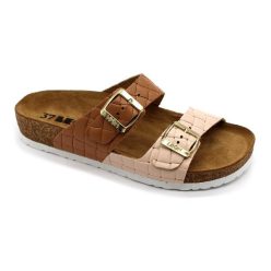   0Ft kiszállítás! Leon Comfortstep 4011 női barna-púder papucs 35-39 -Birkenstockhoz hasonlatos talppal