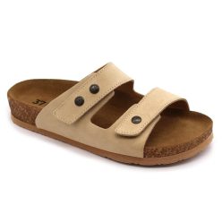   Leon Comfortstep 4050 bézs velúr női bőr papucs 35-42 - Birkenstockhoz hasonlatos talppal