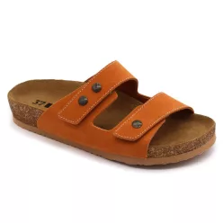   Leon Comfortstep 4050 narancssárga velúr női bőr papucs 35-42- Birkenstockhoz hasonlatos talppal