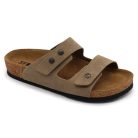 0Ft kiszállítás! Leon Comfortstep 4050 szürke velúr női bőr papucs 36-41- Birkenstockhoz hasonlatos talppal