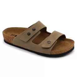   Leon Comfortstep 4050 szürke velúr női bőr papucs 36-38, 41- Birkenstockhoz hasonlatos talppal