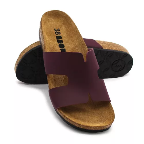 Leon Comfortstep 4054 bordó női bőr papucs 36-41 -Birkenstockhoz hasonlatos talppal