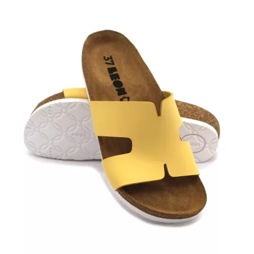 Leon Comfortstep 4054 sárga női bőr papucs 36-41 -Birkenstockhoz hasonlatos talppal
